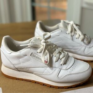 Reebok Classic Leather Sneakers in White/Gum